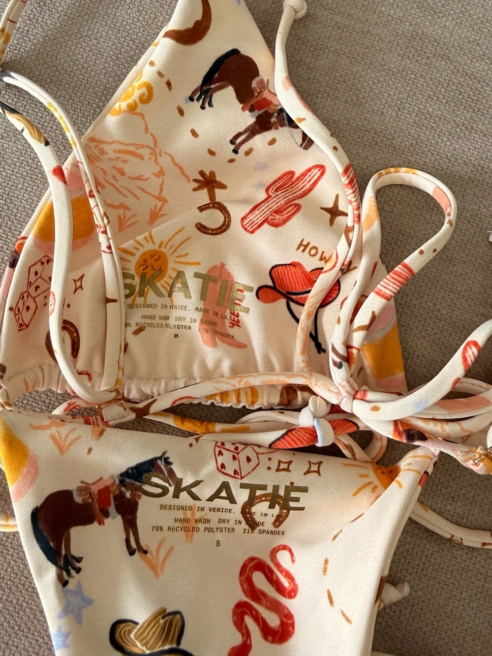 Skatie El Paso Western Print Bikini Set, M Ella Top + S Elsa Bottom - Picture 6 of 6